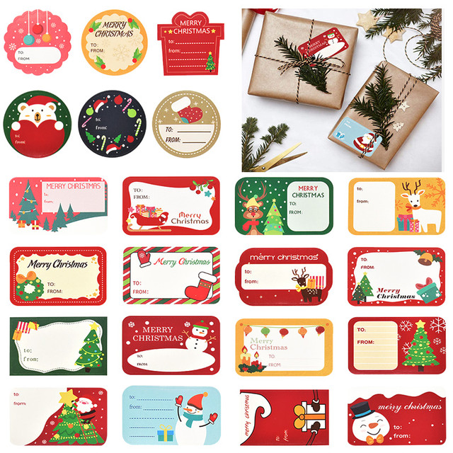 108Pcs/12Sheets Merry Christmas Gift Name Tags Present Seal Label Stickers  Christmas Gift Package Decoration DIY